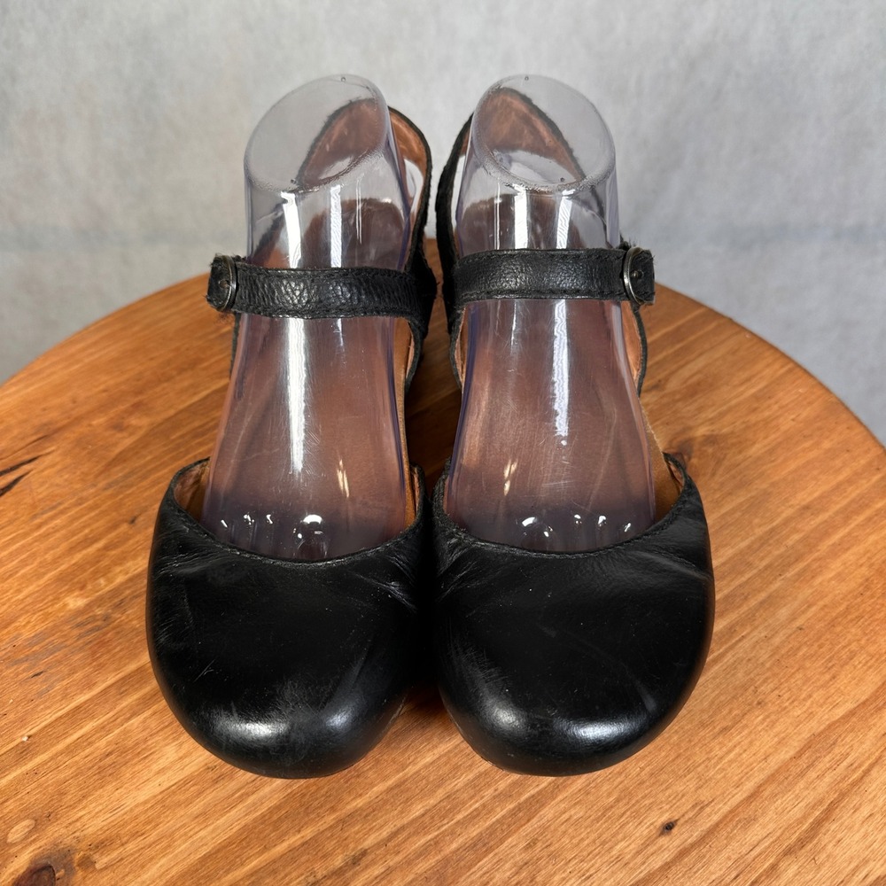 Dansko Mary Jane Clogs Womens 39 Black Good Leather Wedge Buckle Strap 0746 - Picture 3 of 14